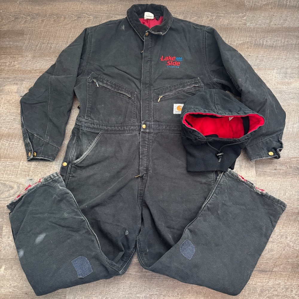 Carhartt X01 BLK Vintage Insulated Coveralls Mens 44 Short Black Duck Canvas USA